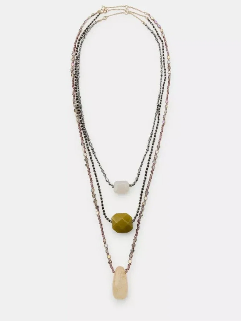 Zara 3 Pack Of Beaded Stone Necklace